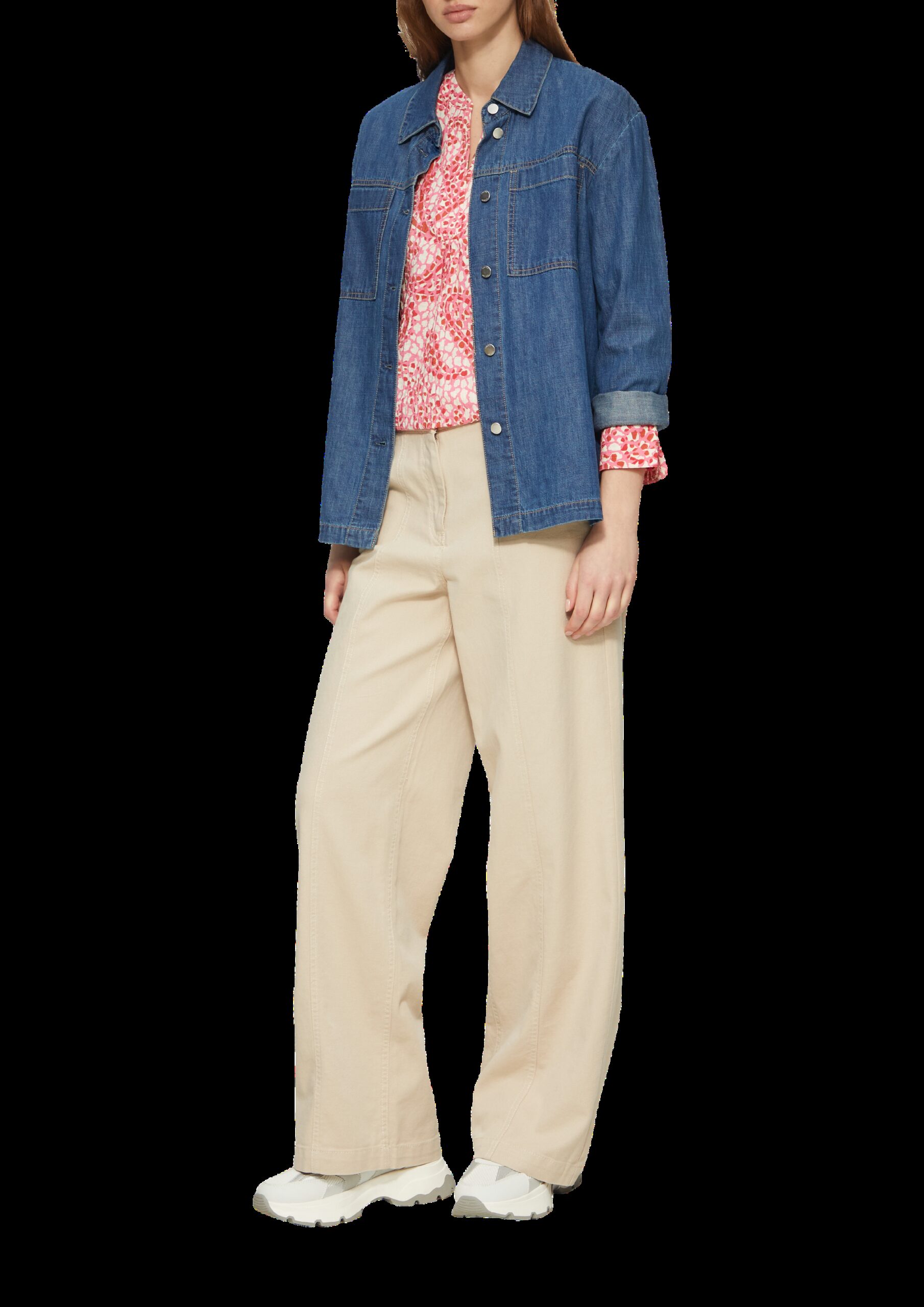 Strukturierte Tunikabluse mit 3/4-Ärmeln