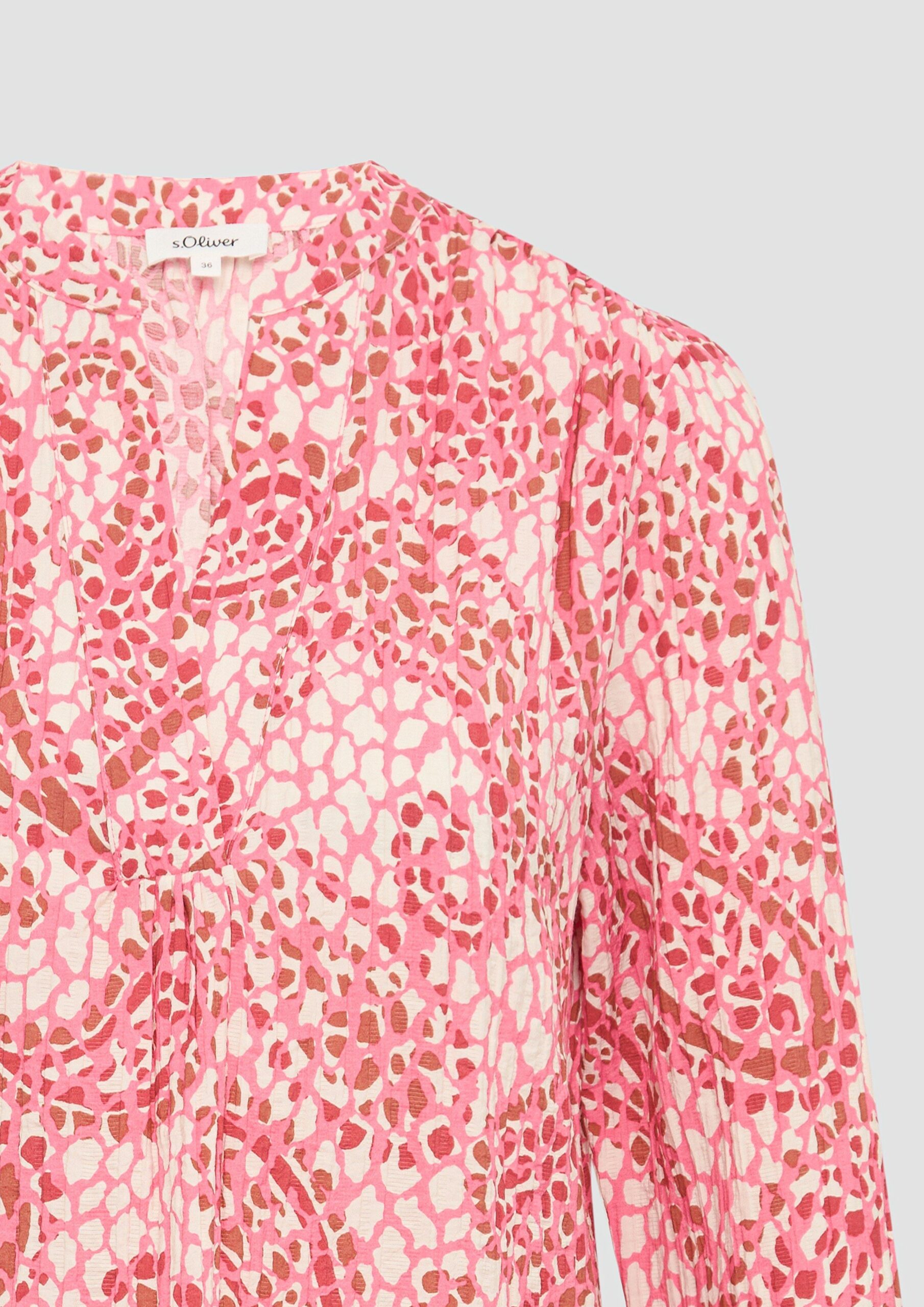 Strukturierte Tunikabluse mit 3/4-Ärmeln