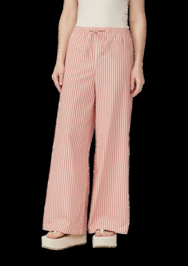 Baumwoll-Streifenhose mit weitem Bein | QS x Sarah & Tini