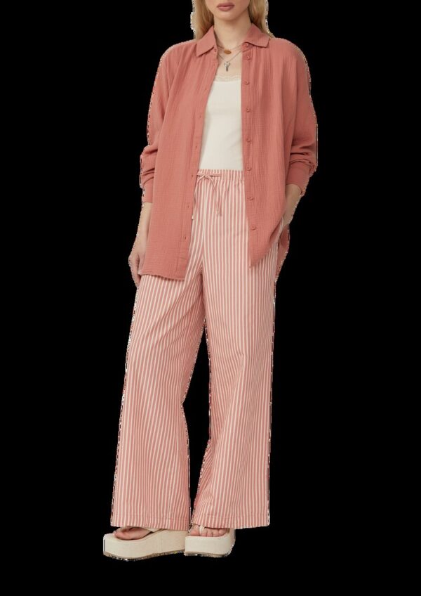 Baumwoll-Streifenhose mit weitem Bein | QS x Sarah & Tini
