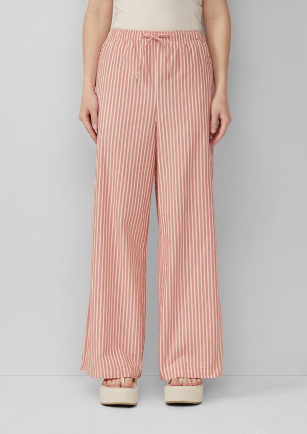 Baumwoll-Streifenhose mit weitem Bein | QS x Sarah & Tini