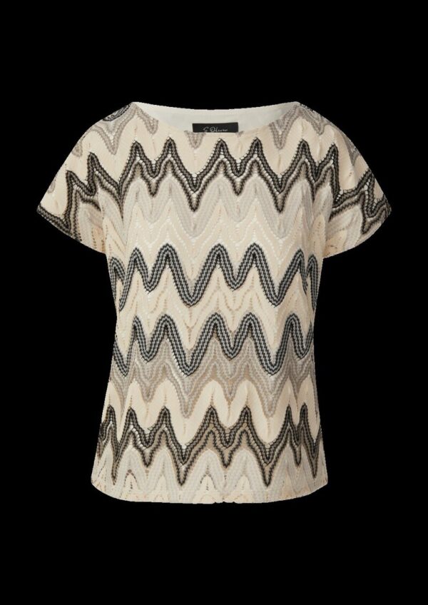 T-Shirt aus Häkeljersey mit blickdichtem Futter