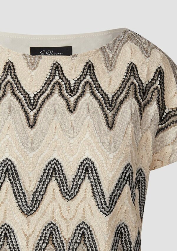 T-Shirt aus Häkeljersey mit blickdichtem Futter