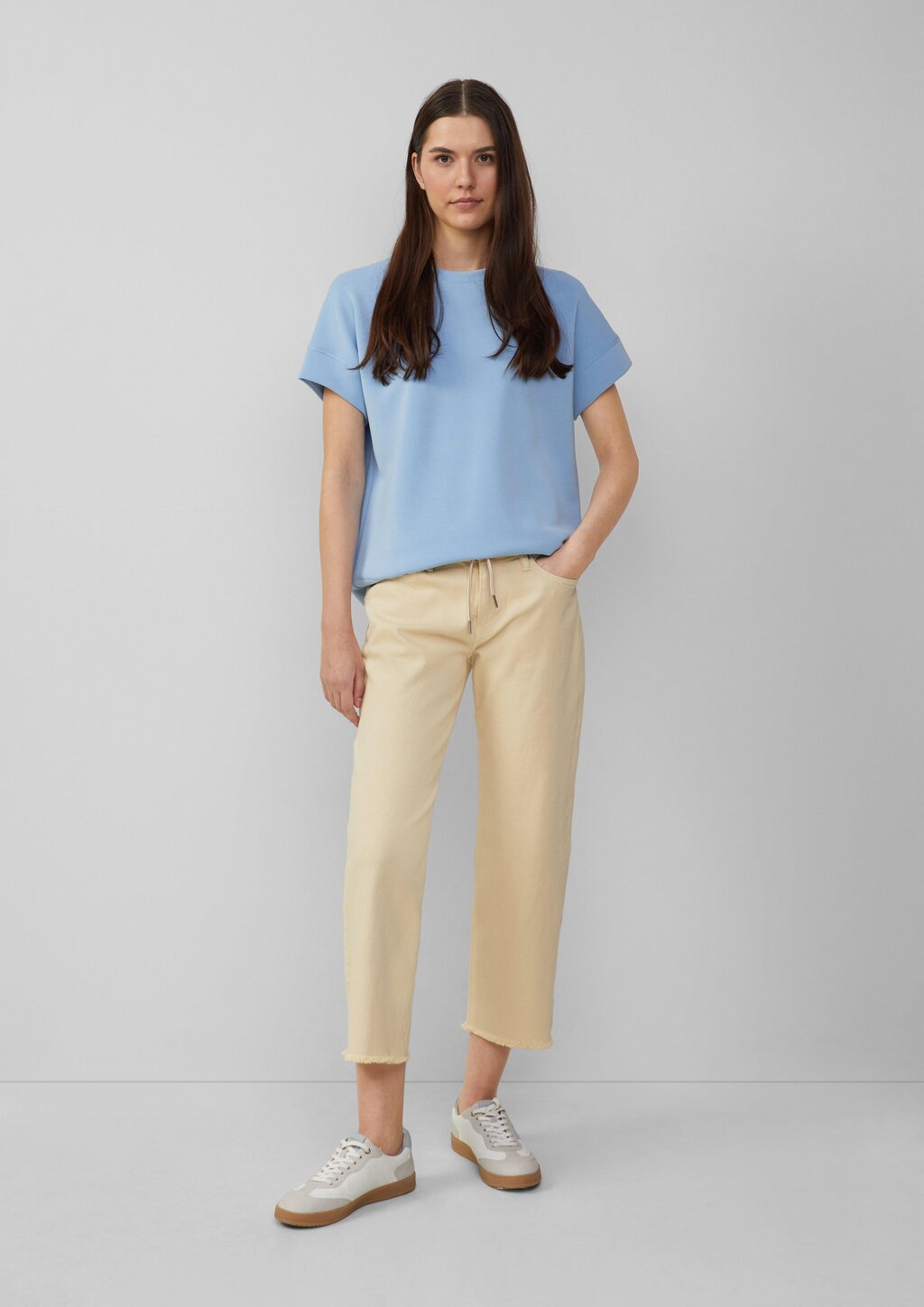 Cropped-Jeans Karolin / Regular Fit / Mid Rise / Straight Leg / offener Saum