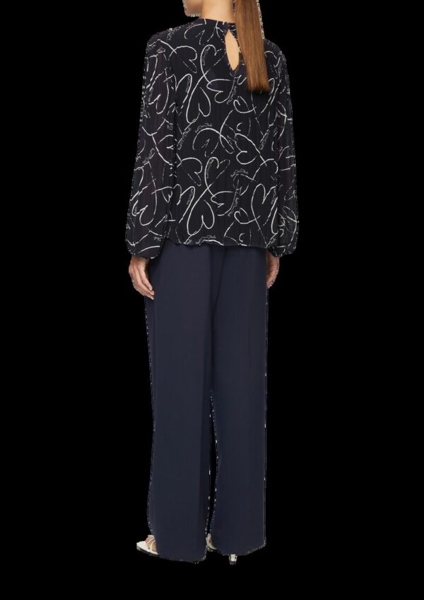 Plissierte Chiffonbluse mit Herz-Print