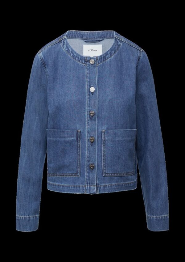 Verkürzte Denimjacke mit aufgesetzten Taschen