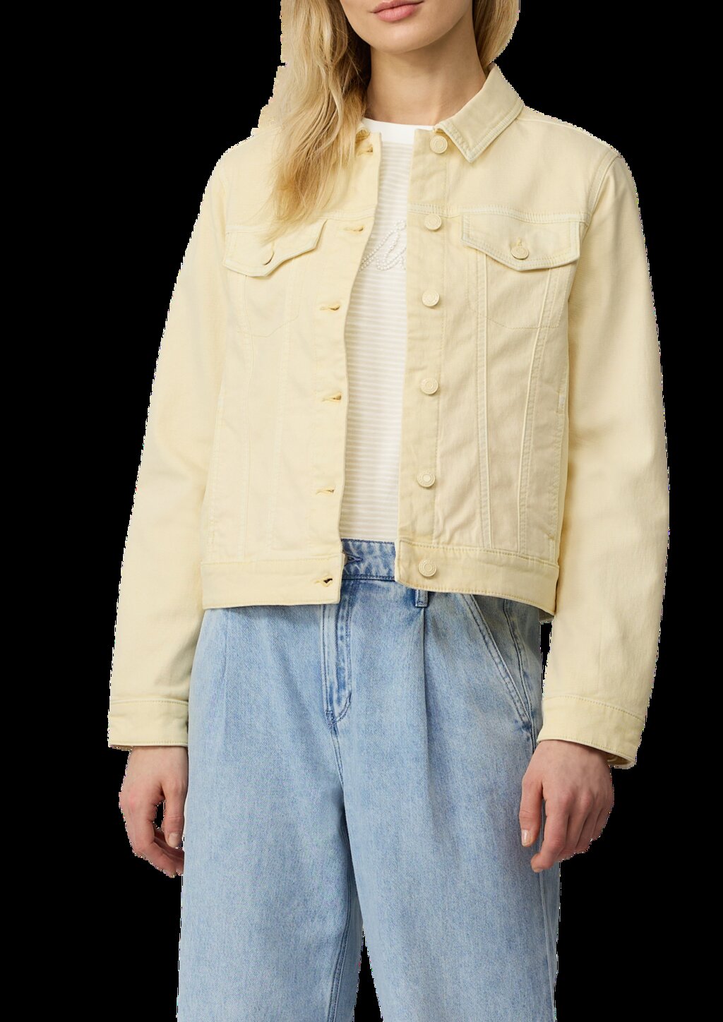 Elastische Jeansjacke mit seitlichen Eingrifftaschen