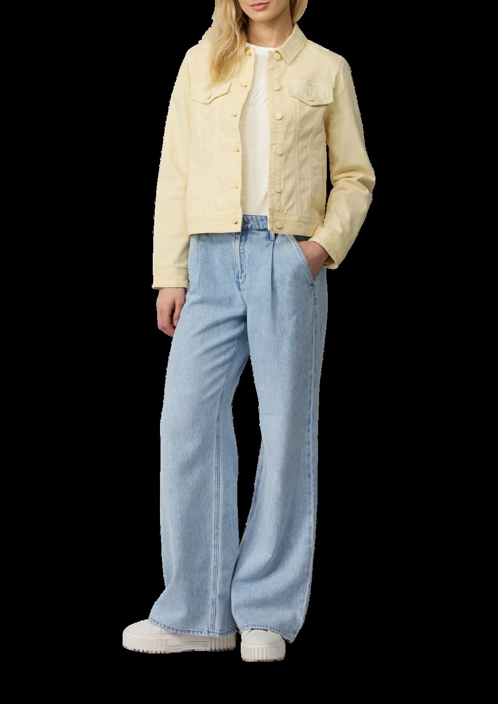 Elastische Jeansjacke mit seitlichen Eingrifftaschen