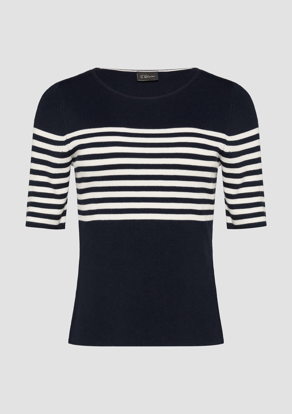 Gestreifter Slim-Fit-Pullover mit kurzen Ärmeln