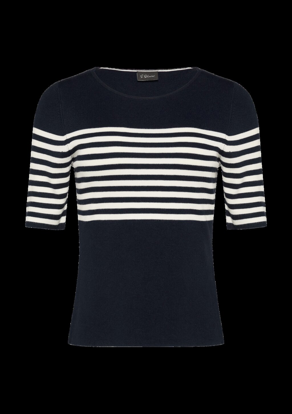 Gestreifter Slim-Fit-Pullover mit kurzen Ärmeln