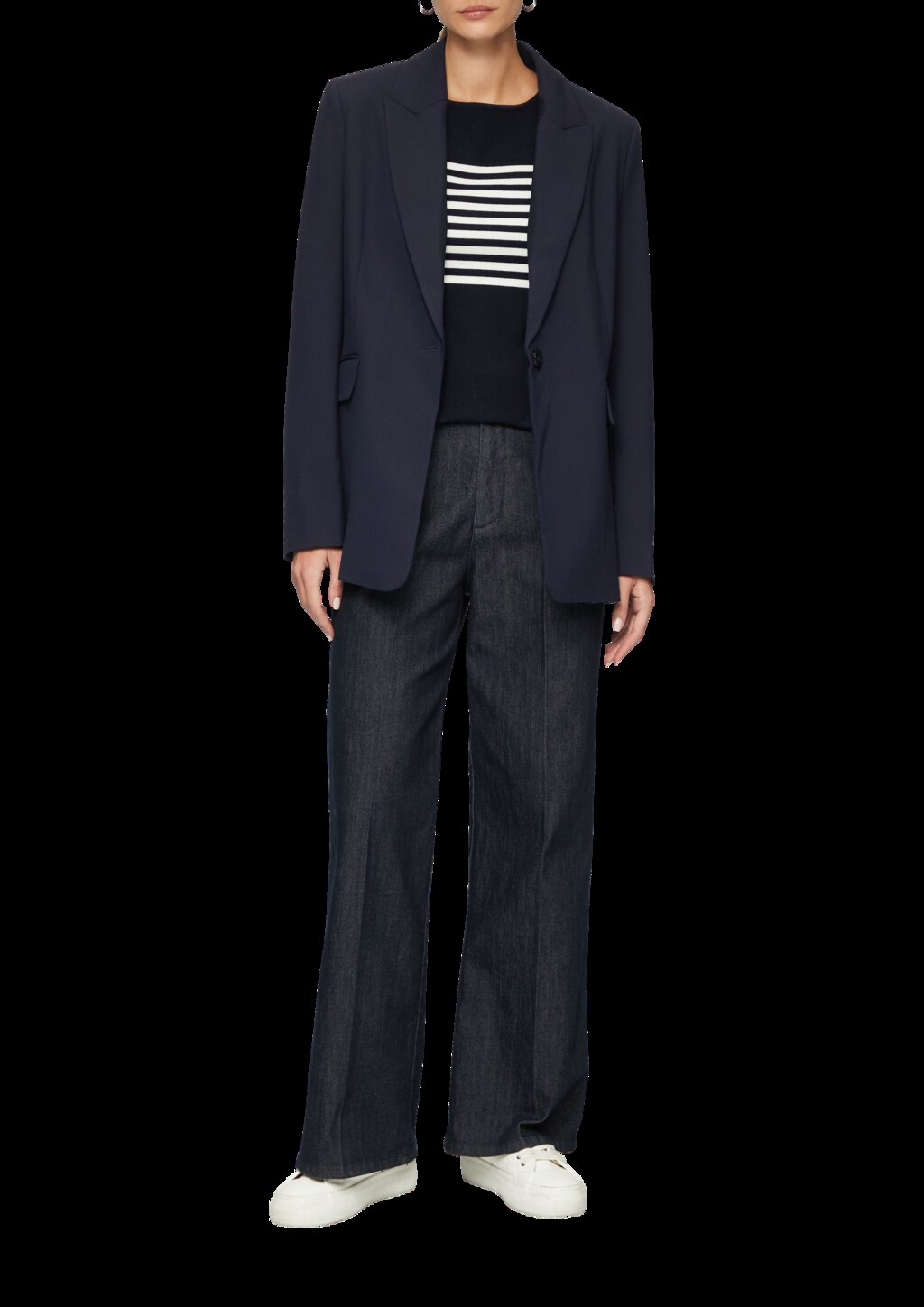 Gestreifter Slim-Fit-Pullover mit kurzen Ärmeln