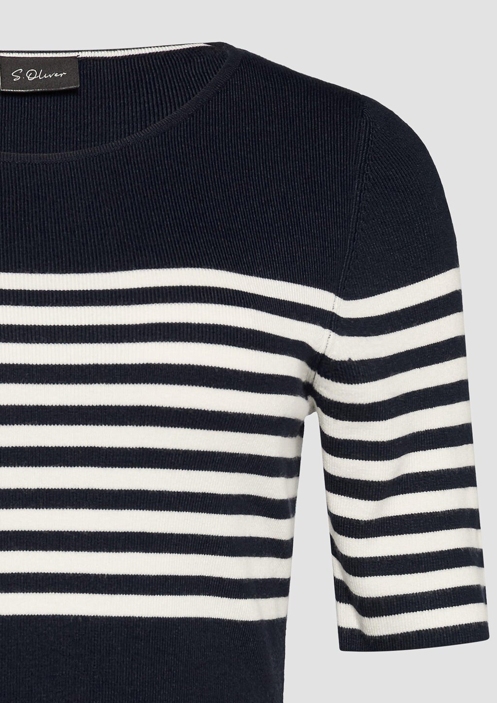 Gestreifter Slim-Fit-Pullover mit kurzen Ärmeln