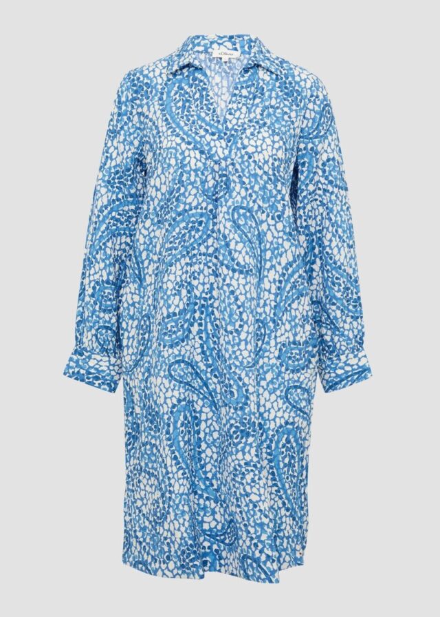 Strukturiertes Hemdblusenkleid mit Eingrifftaschen