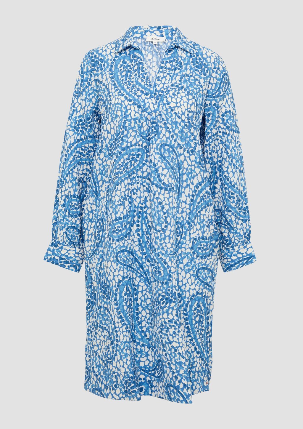 Strukturiertes Hemdblusenkleid mit Eingrifftaschen