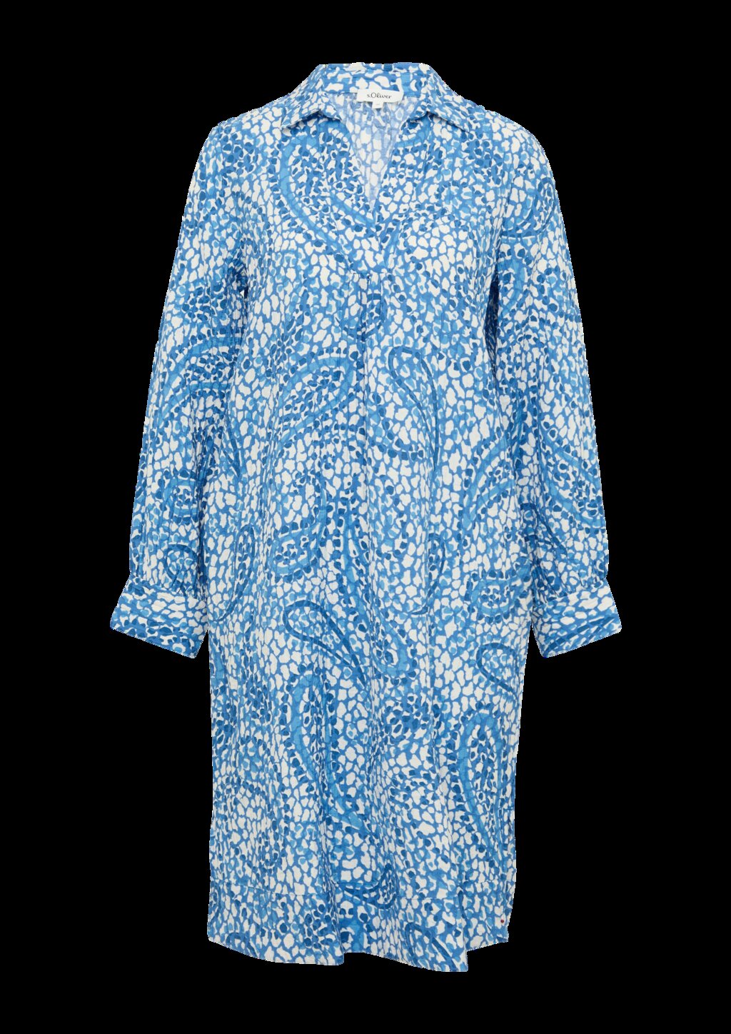 Strukturiertes Hemdblusenkleid mit Eingrifftaschen