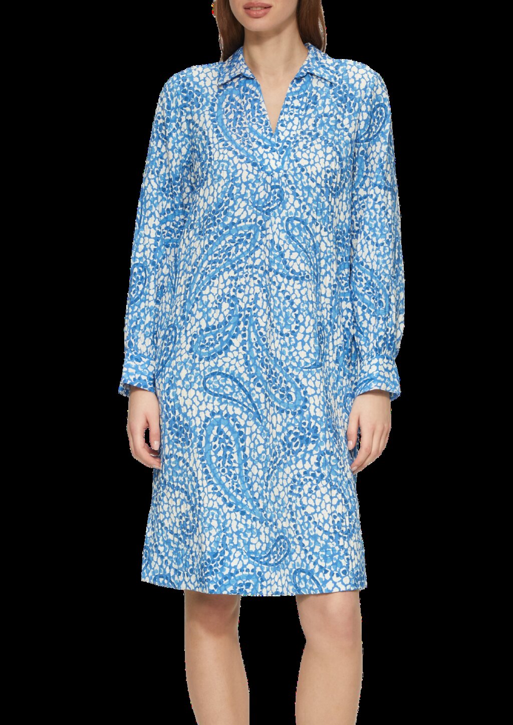 Strukturiertes Hemdblusenkleid mit Eingrifftaschen