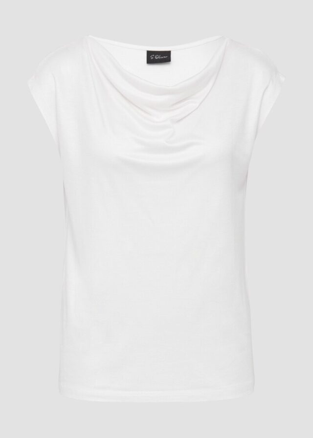 Viskoseshirt aus Interlock-Jersey mit Wasserfall-Ausschnitt