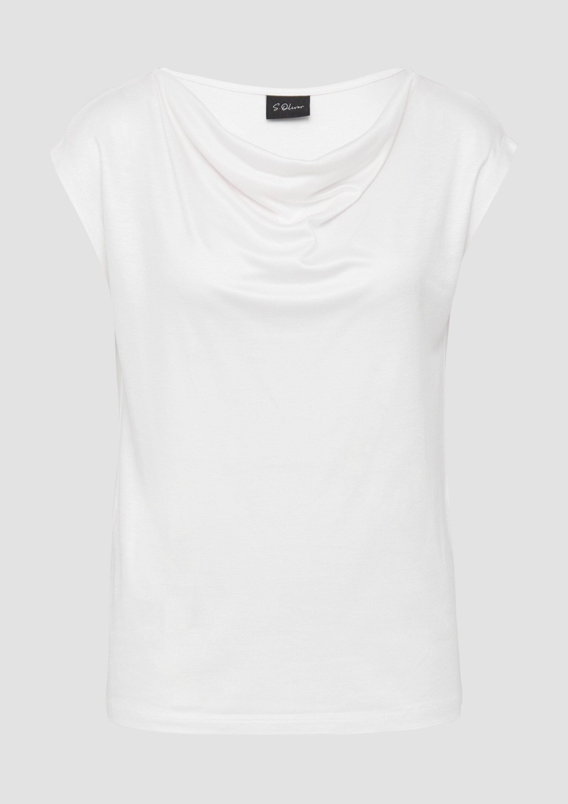 Viskoseshirt aus Interlock-Jersey mit Wasserfall-Ausschnitt