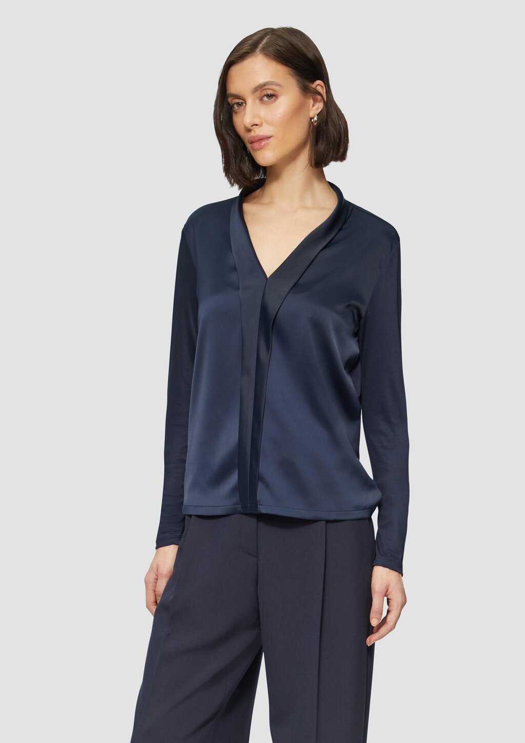Satin-Blusenshirt mit Blende