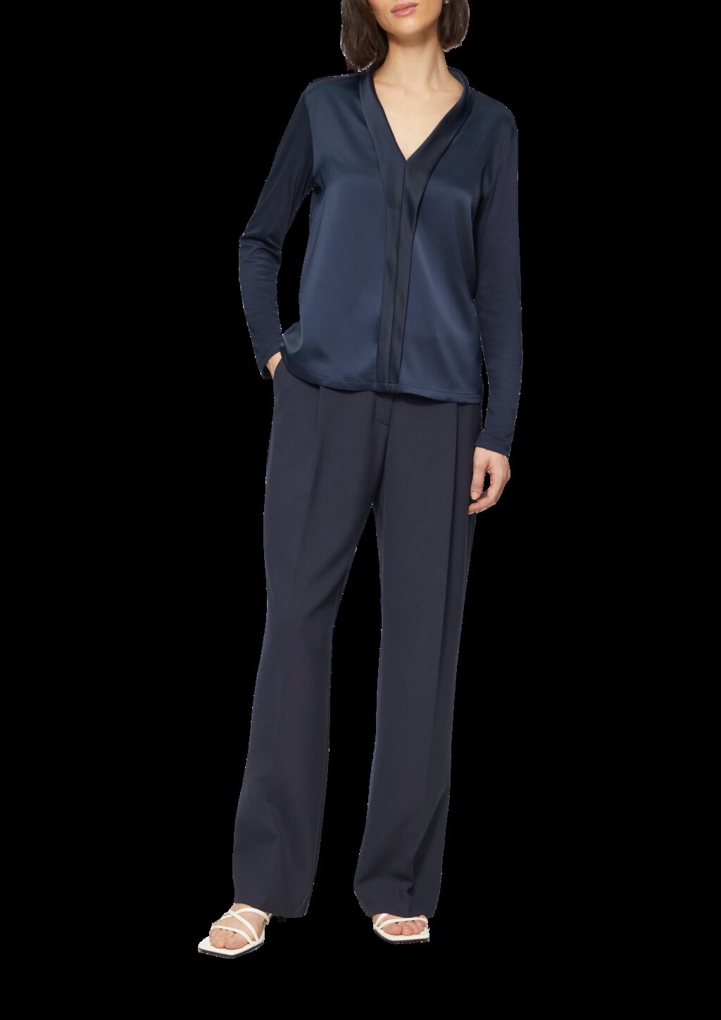 Satin-Blusenshirt mit Blende