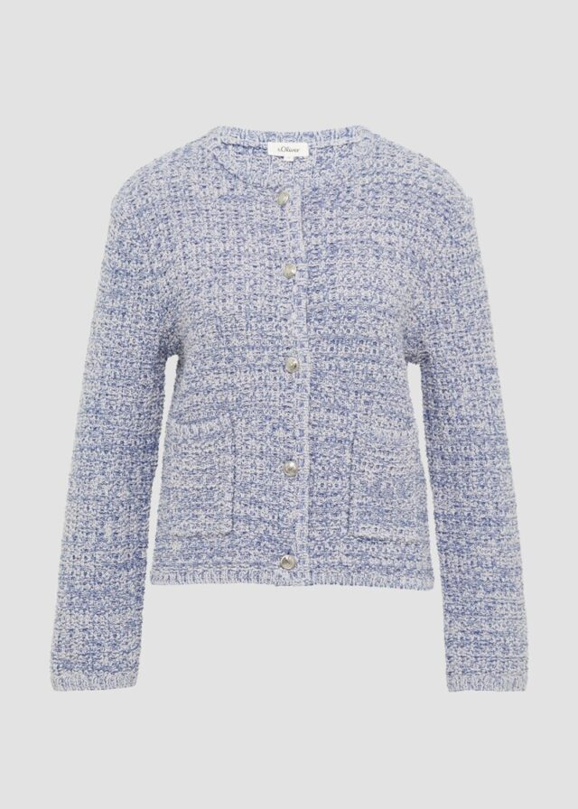 Strukturierte Strickjacke in Melange-Optik