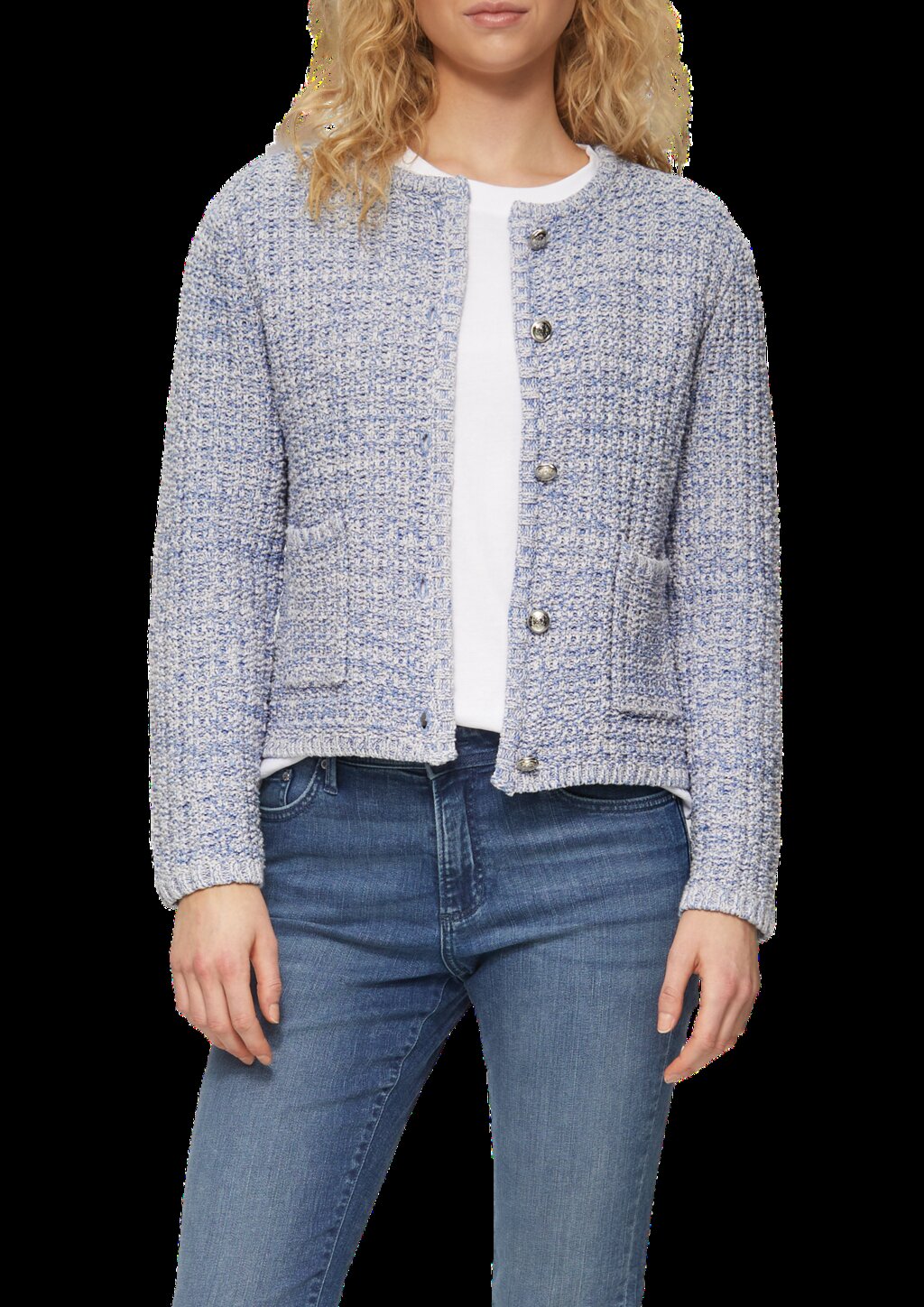 Strukturierte Strickjacke in Melange-Optik