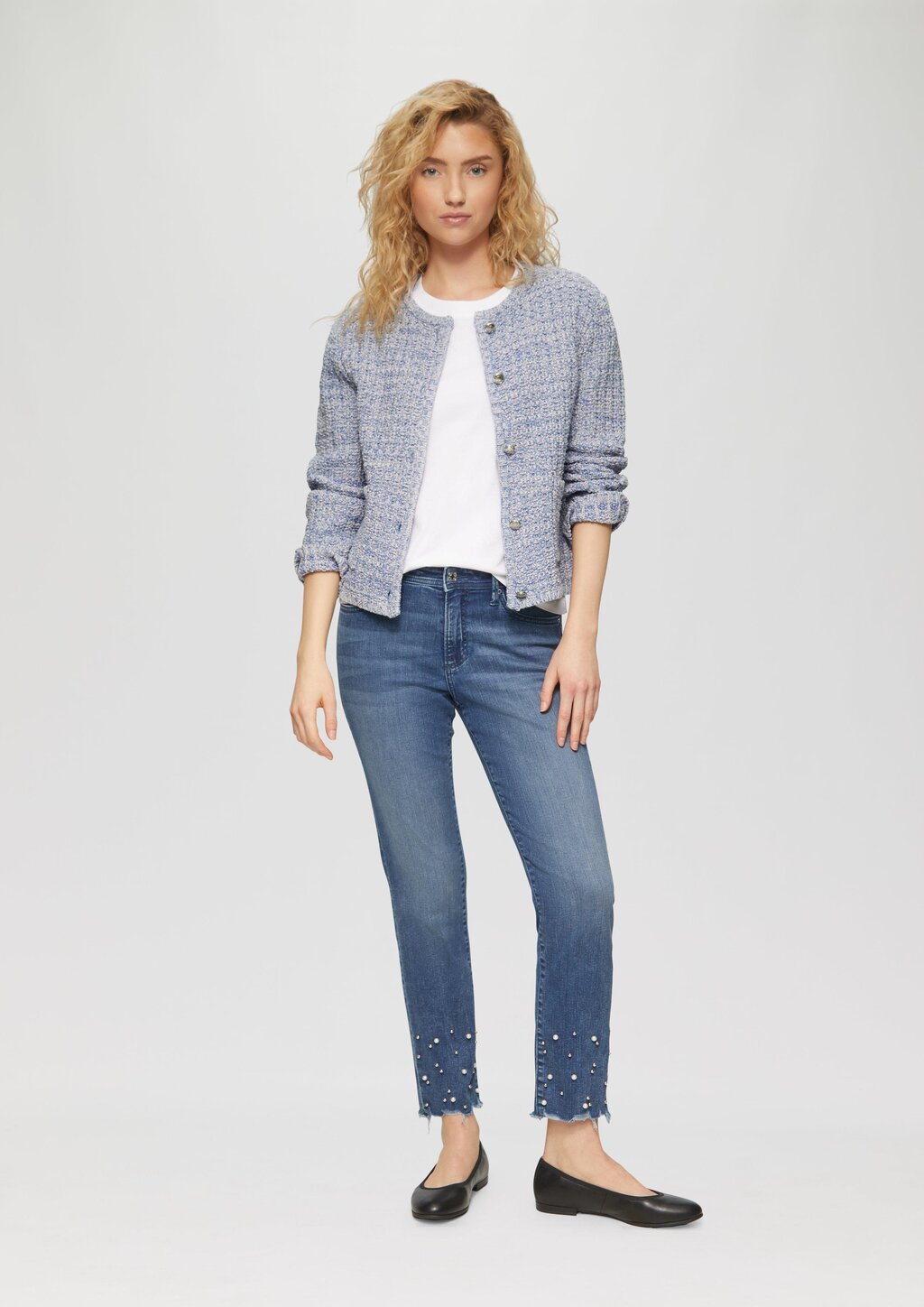 Strukturierte Strickjacke in Melange-Optik