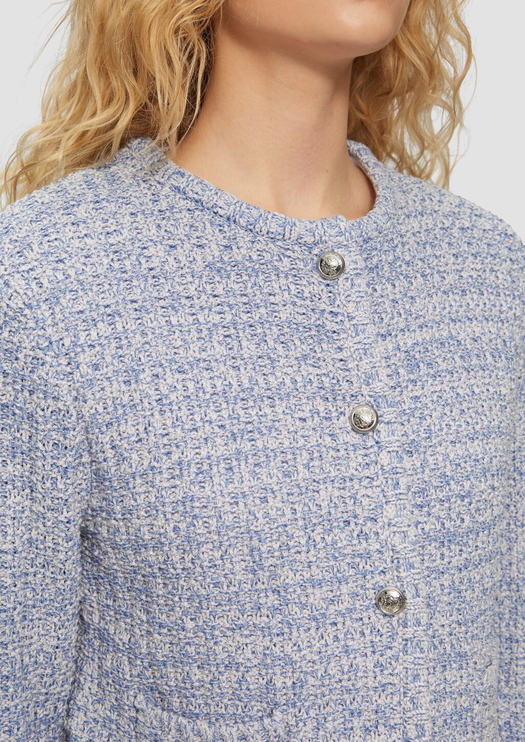 Strukturierte Strickjacke in Melange-Optik