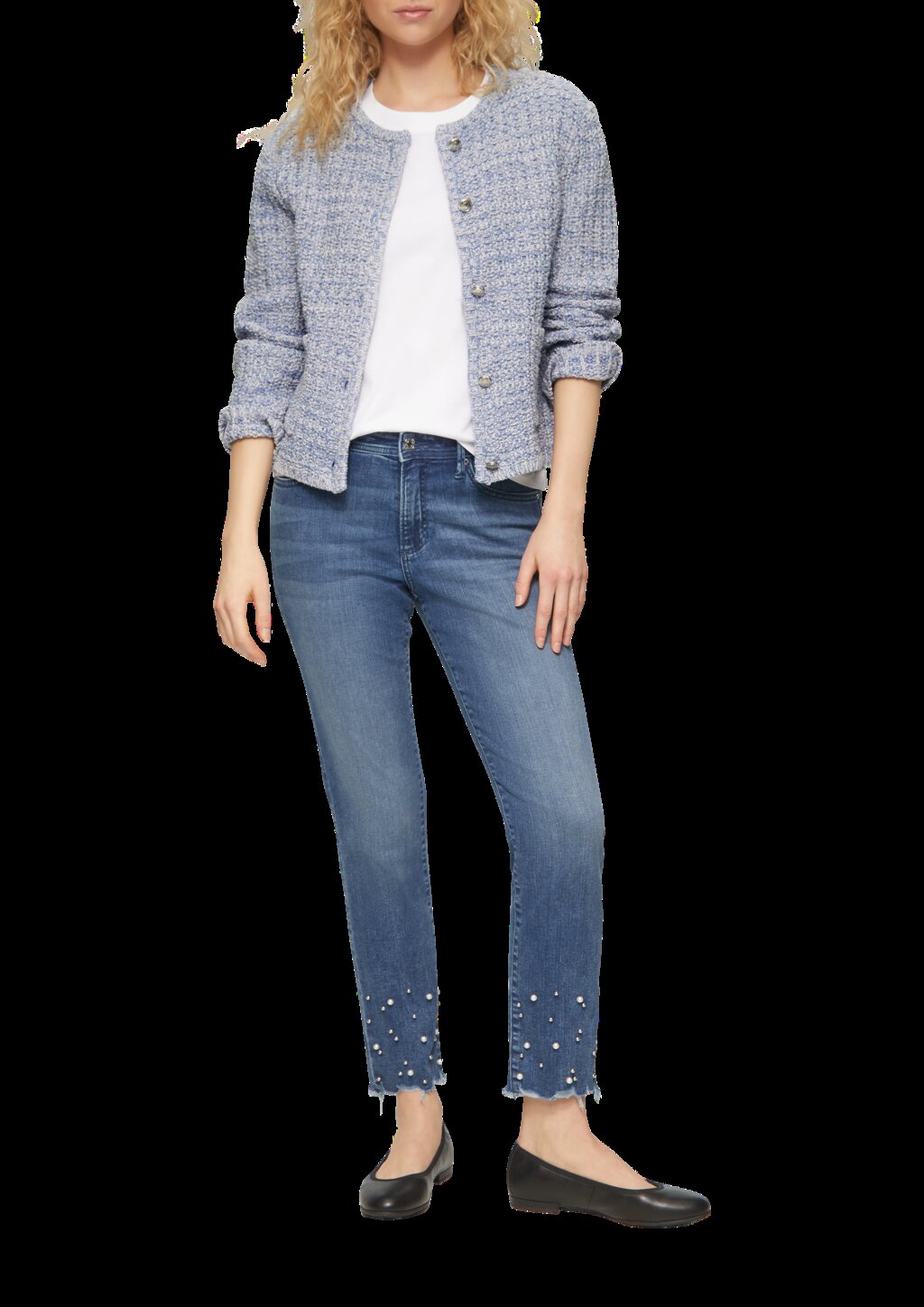 Strukturierte Strickjacke in Melange-Optik