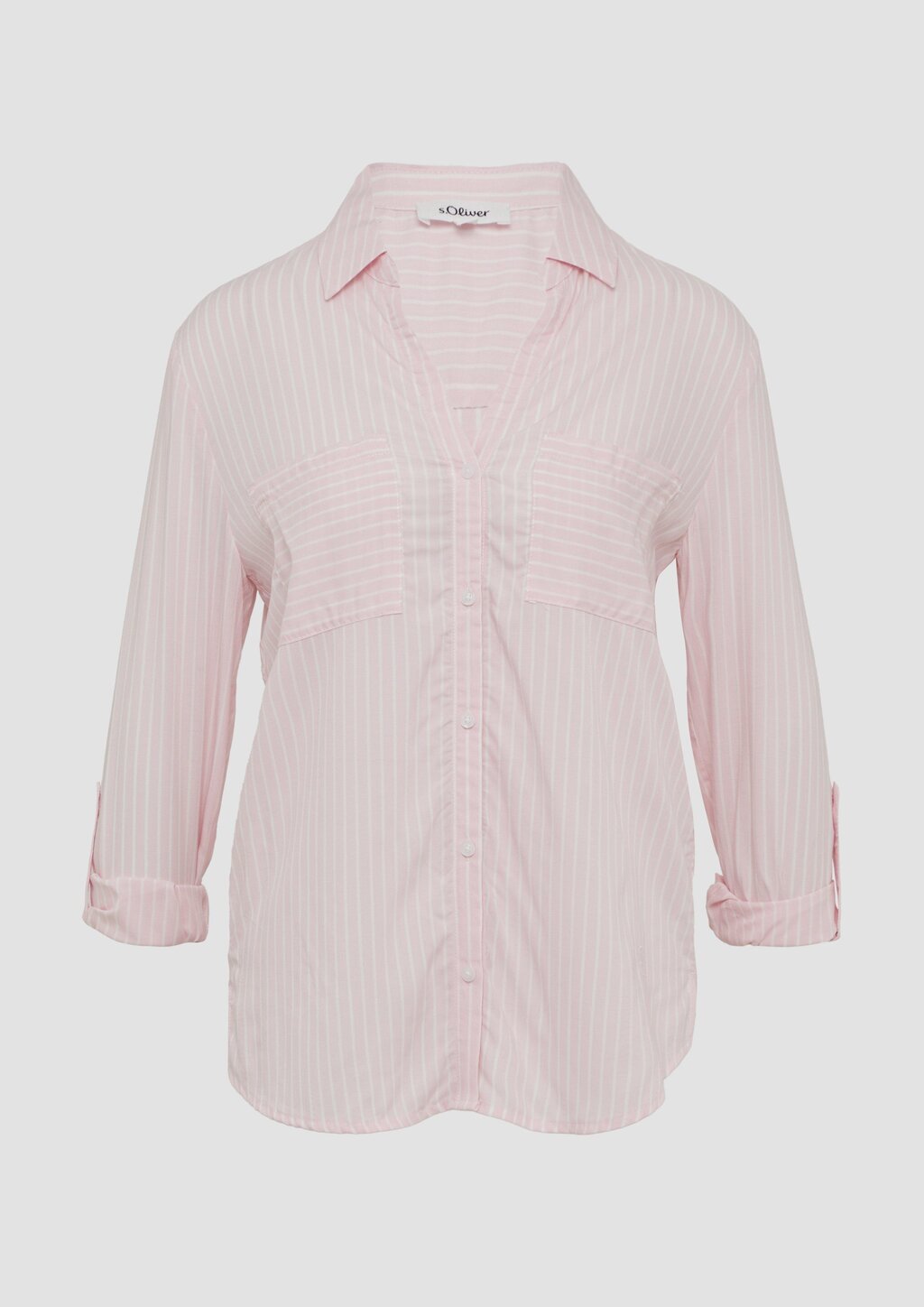 Streifenbluse mit aufgesetzten Taschen