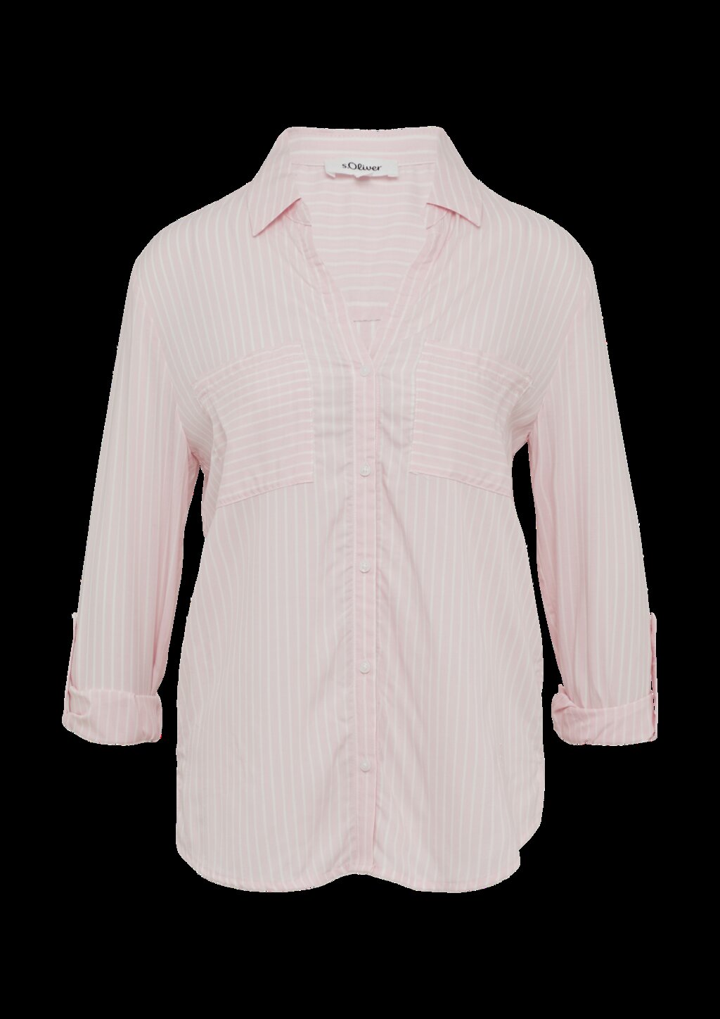 Streifenbluse mit aufgesetzten Taschen