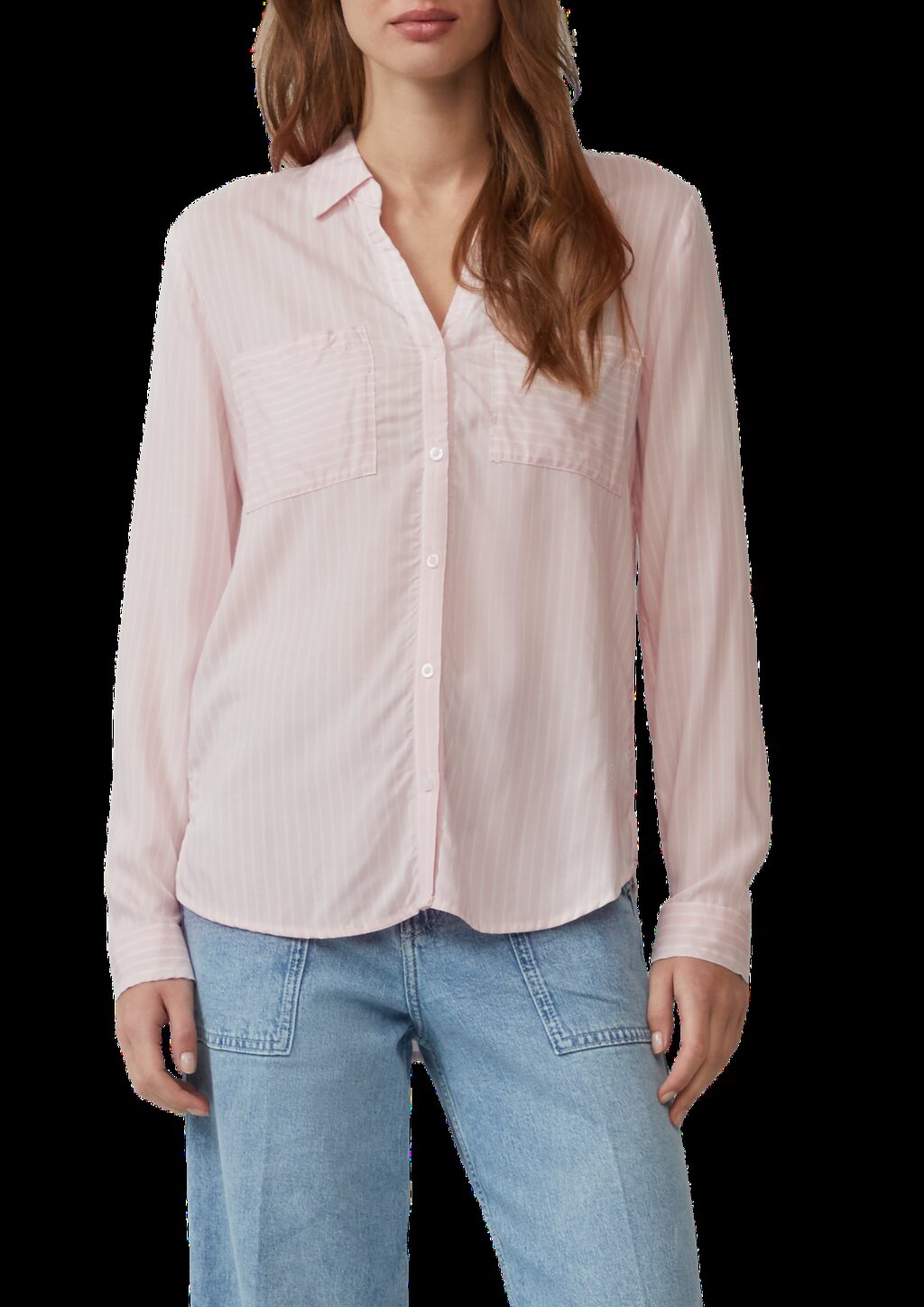 Streifenbluse mit aufgesetzten Taschen