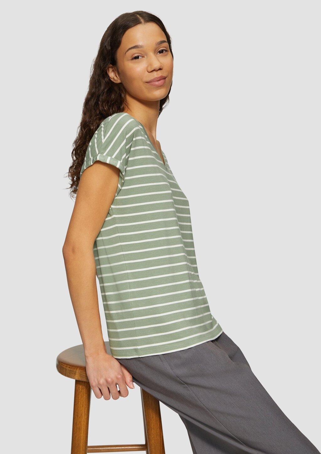 T-Shirt aus Modalmix mit Ringelmuster