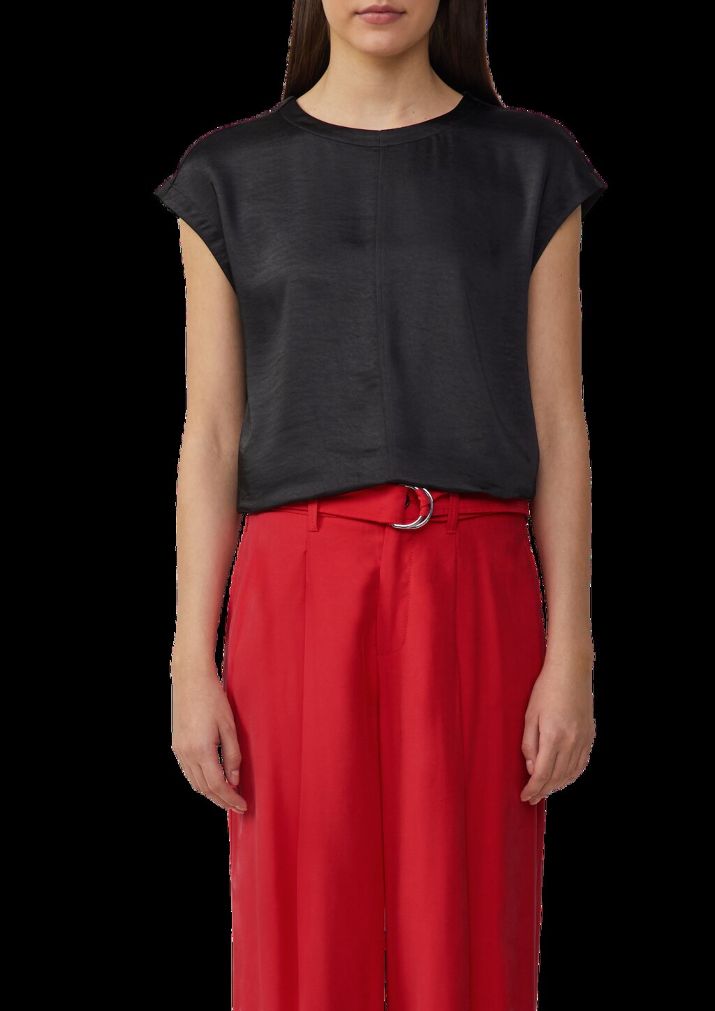 Satinshirt mit überschnittenen Schultern