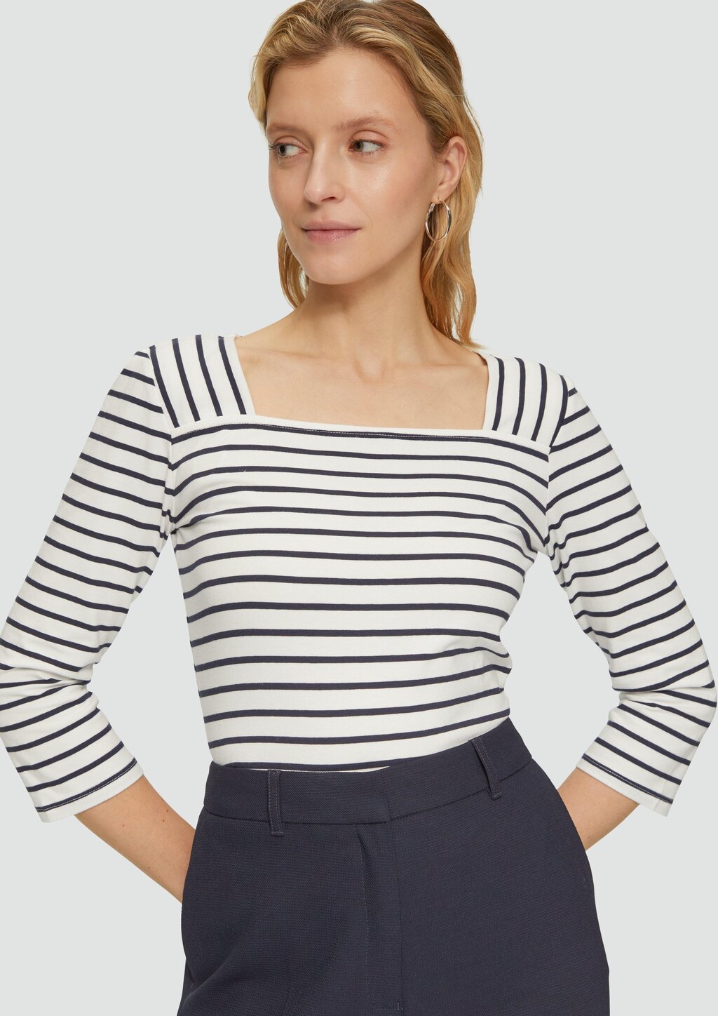 Streifenshirt mit Karree-Ausschnitt