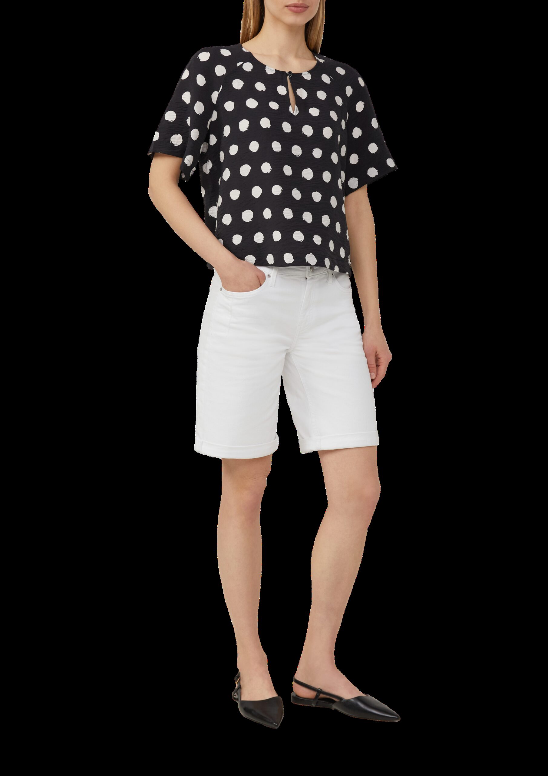 Verkürzte Bluse aus strukturiertem Viskosemix