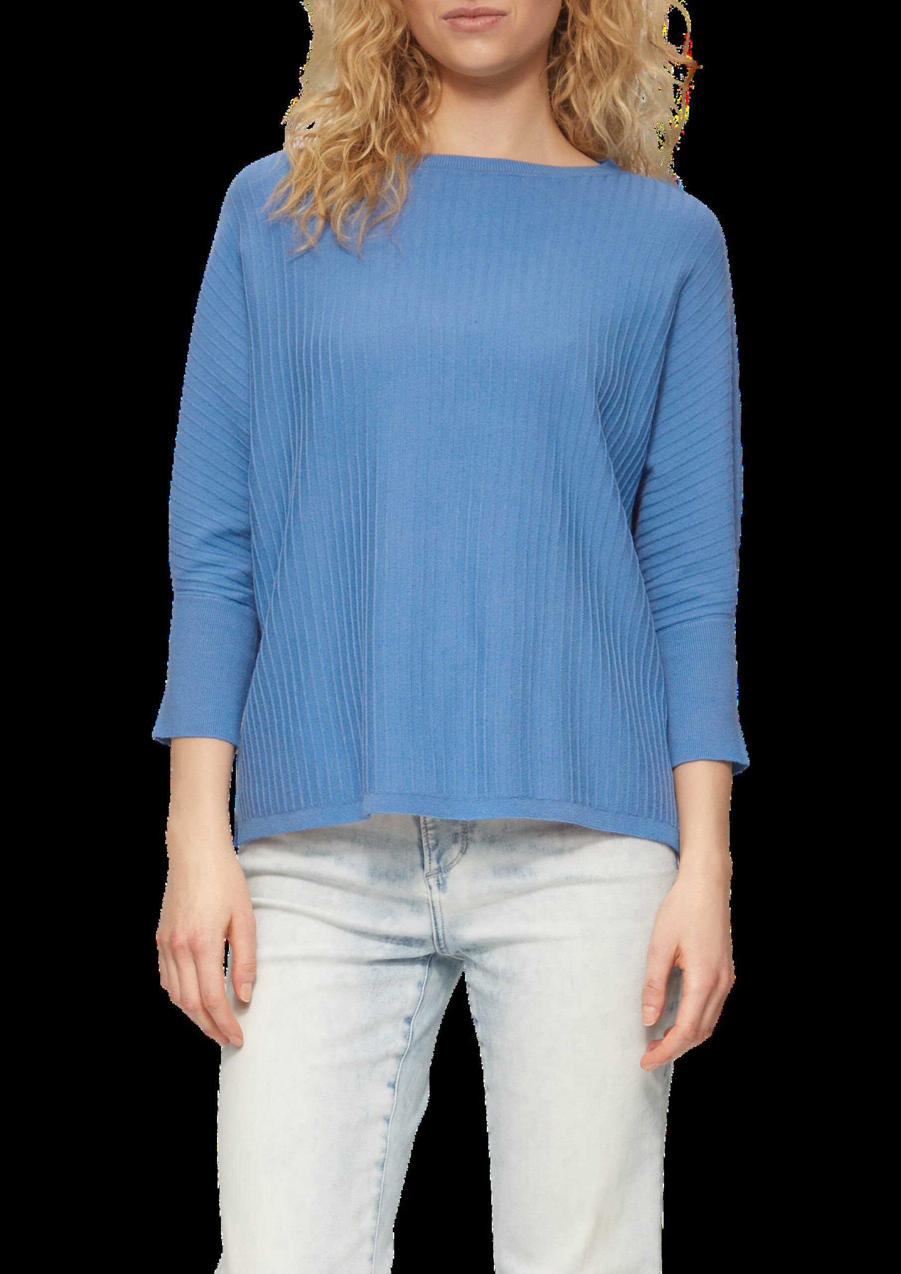 Weicher Pullover mit Struktur und 3/4-Fledermausärmeln