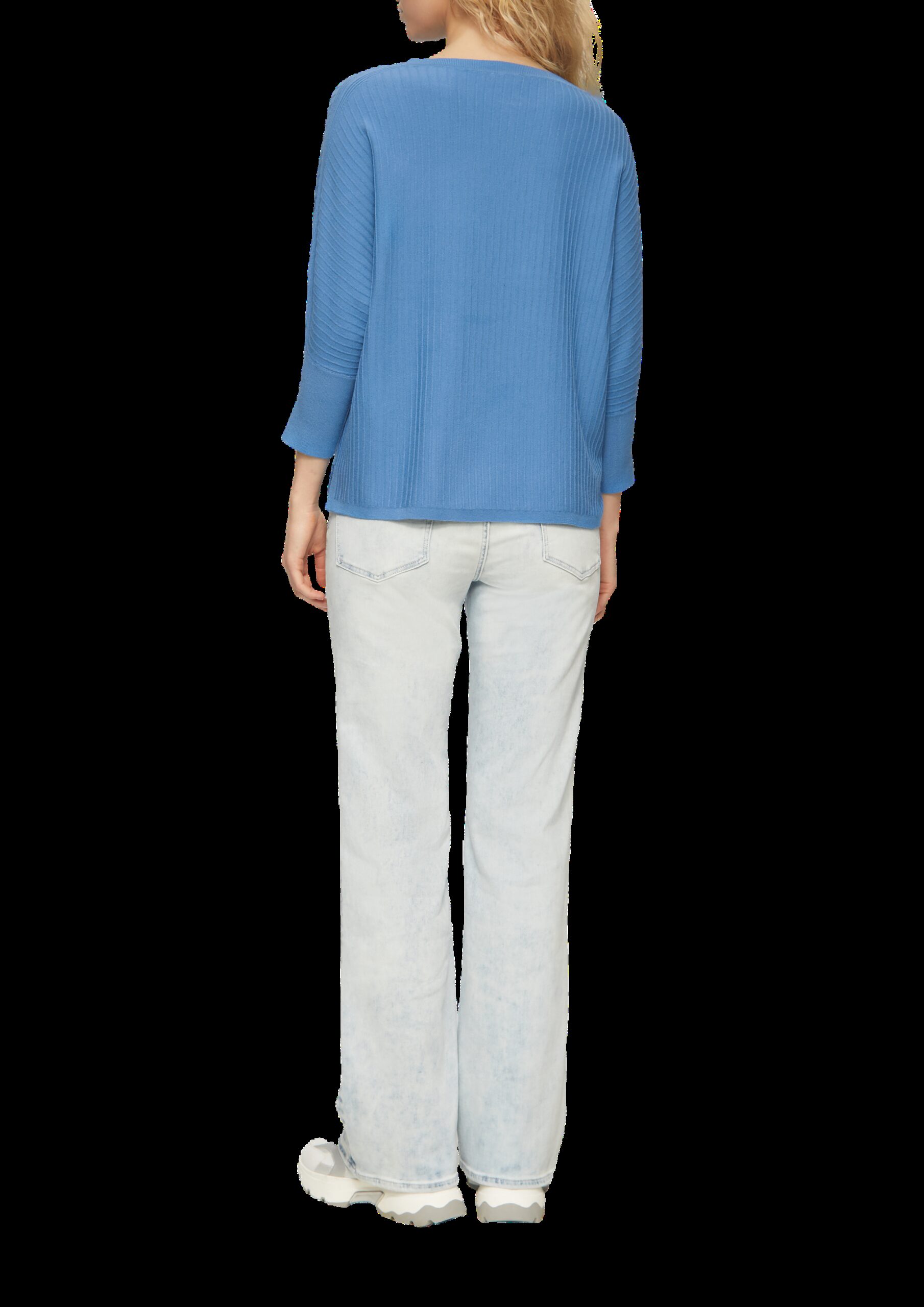 Weicher Pullover mit Struktur und 3/4-Fledermausärmeln