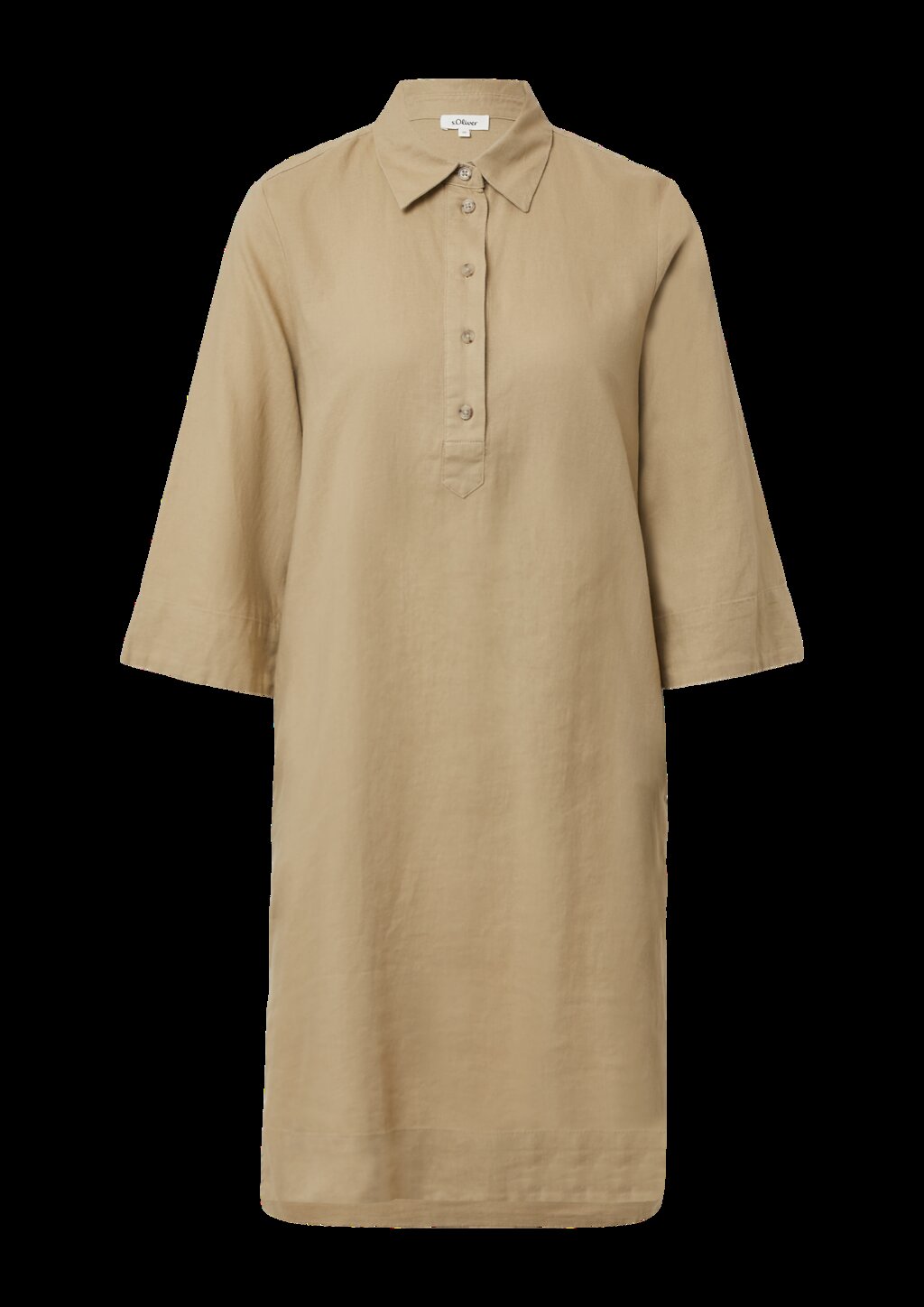 Kurzes Blusenkleid aus Leinenmix mit Eingrifftaschen