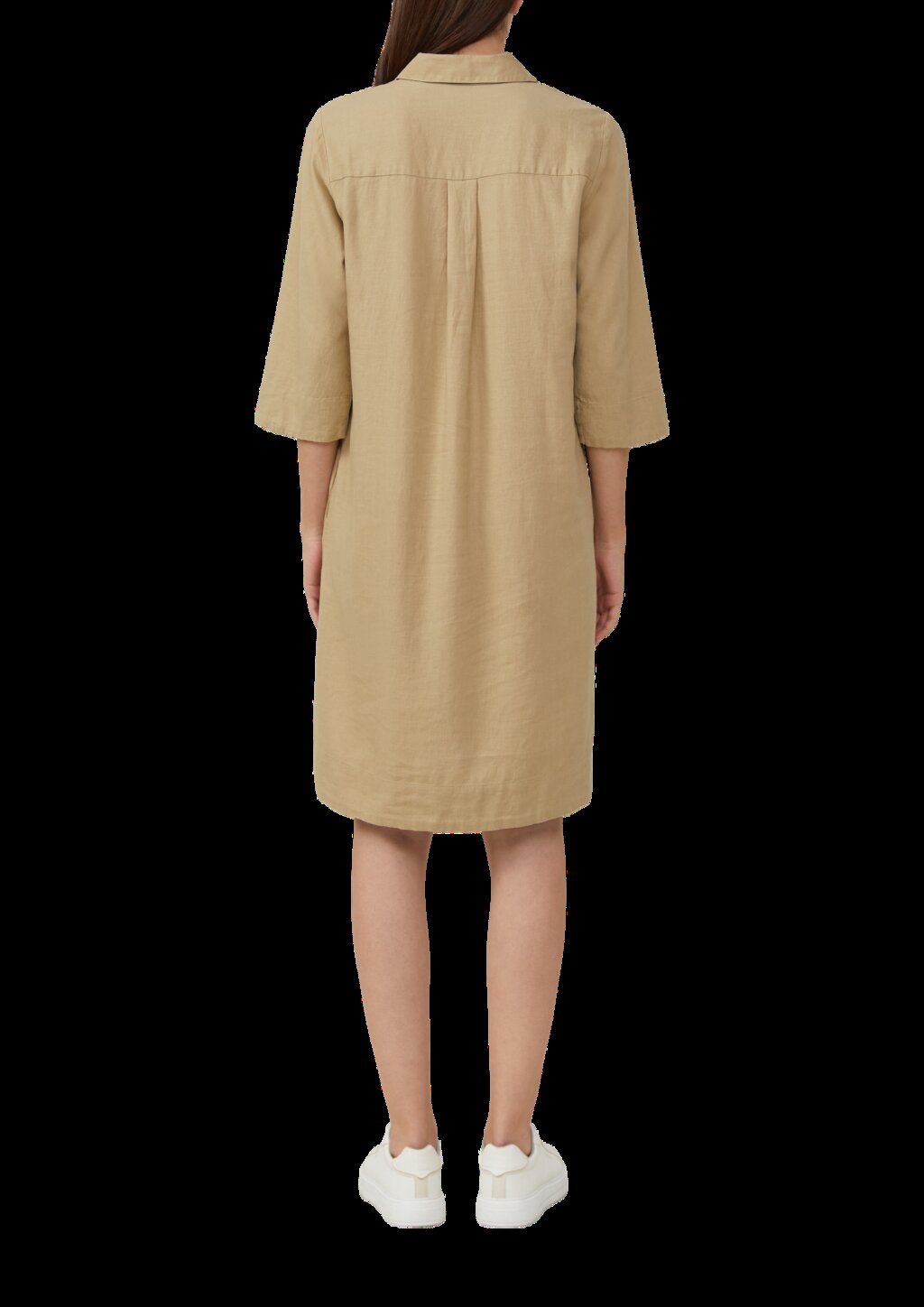 Kurzes Blusenkleid aus Leinenmix mit Eingrifftaschen
