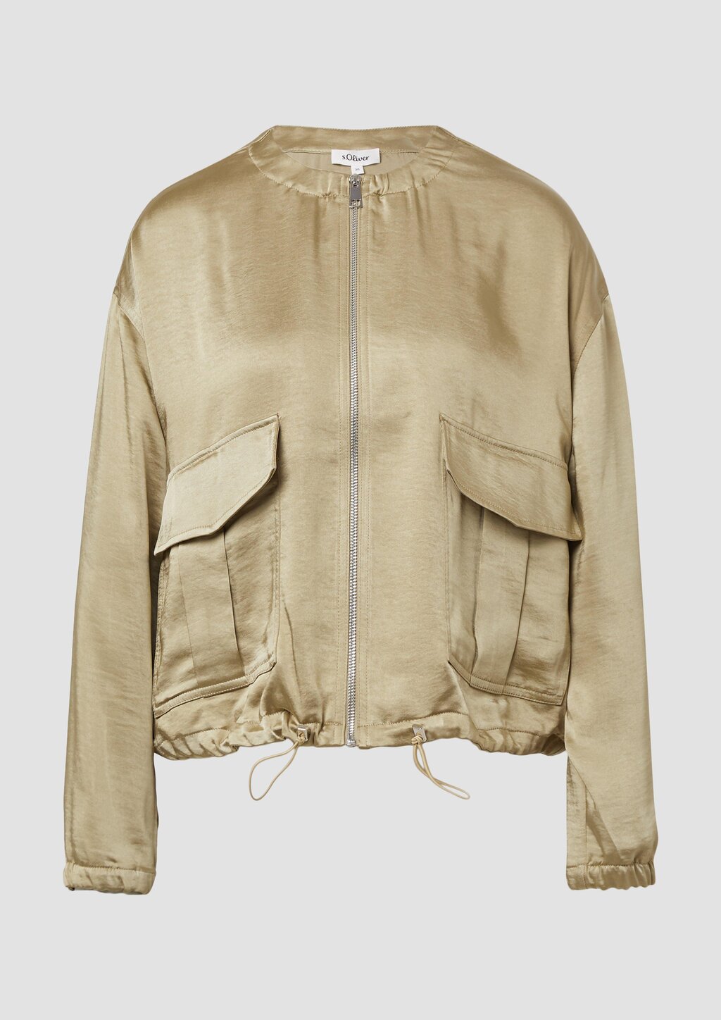 Satin-Blouson mit aufgesetzten Taschen und elastischem Saum