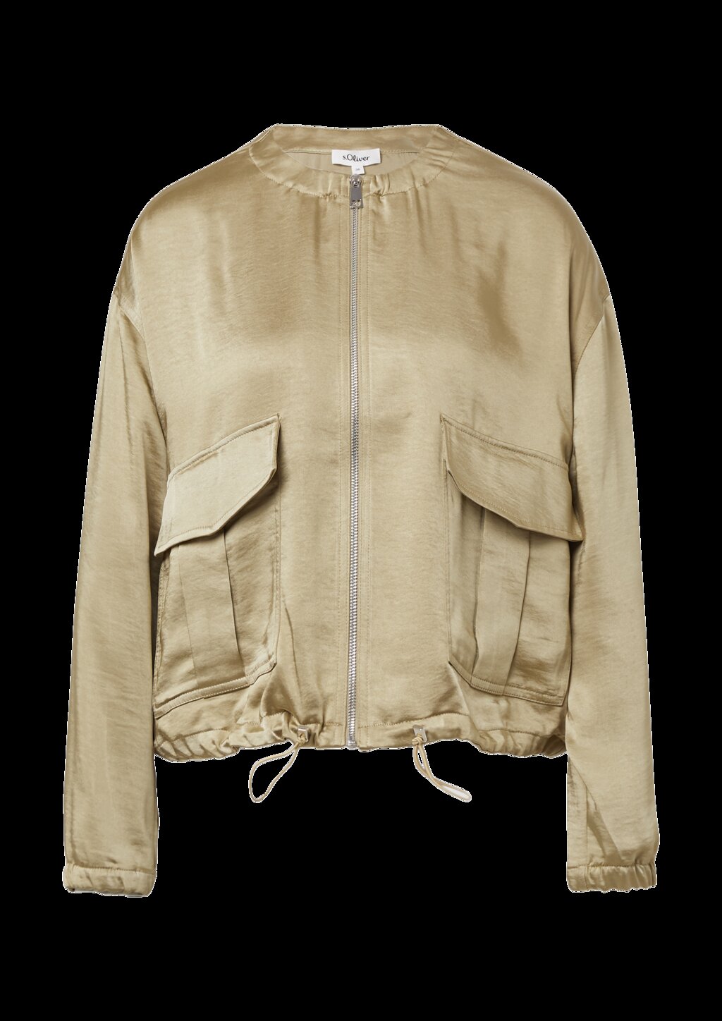 Satin-Blouson mit aufgesetzten Taschen und elastischem Saum