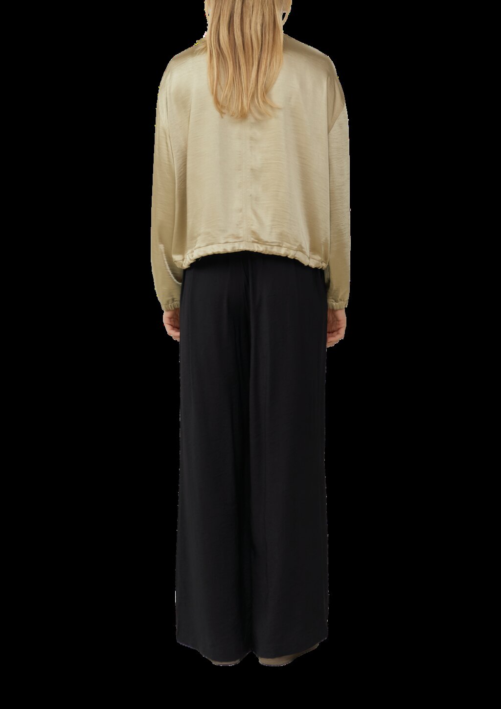 Satin-Blouson mit aufgesetzten Taschen und elastischem Saum
