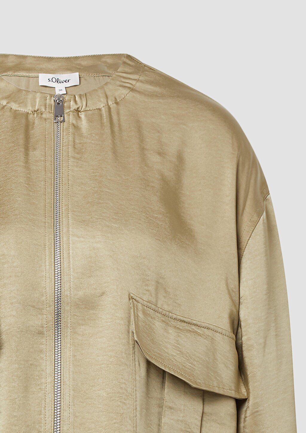 Satin-Blouson mit aufgesetzten Taschen und elastischem Saum