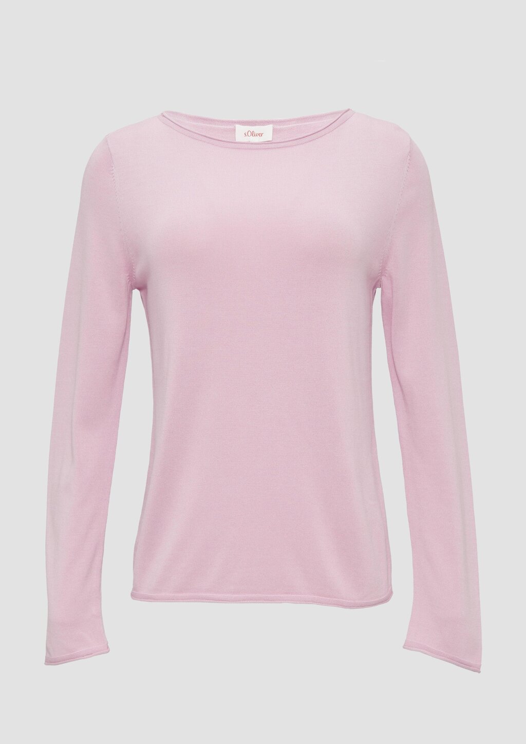 Leichter Feinstrickpullover mit Rollkante