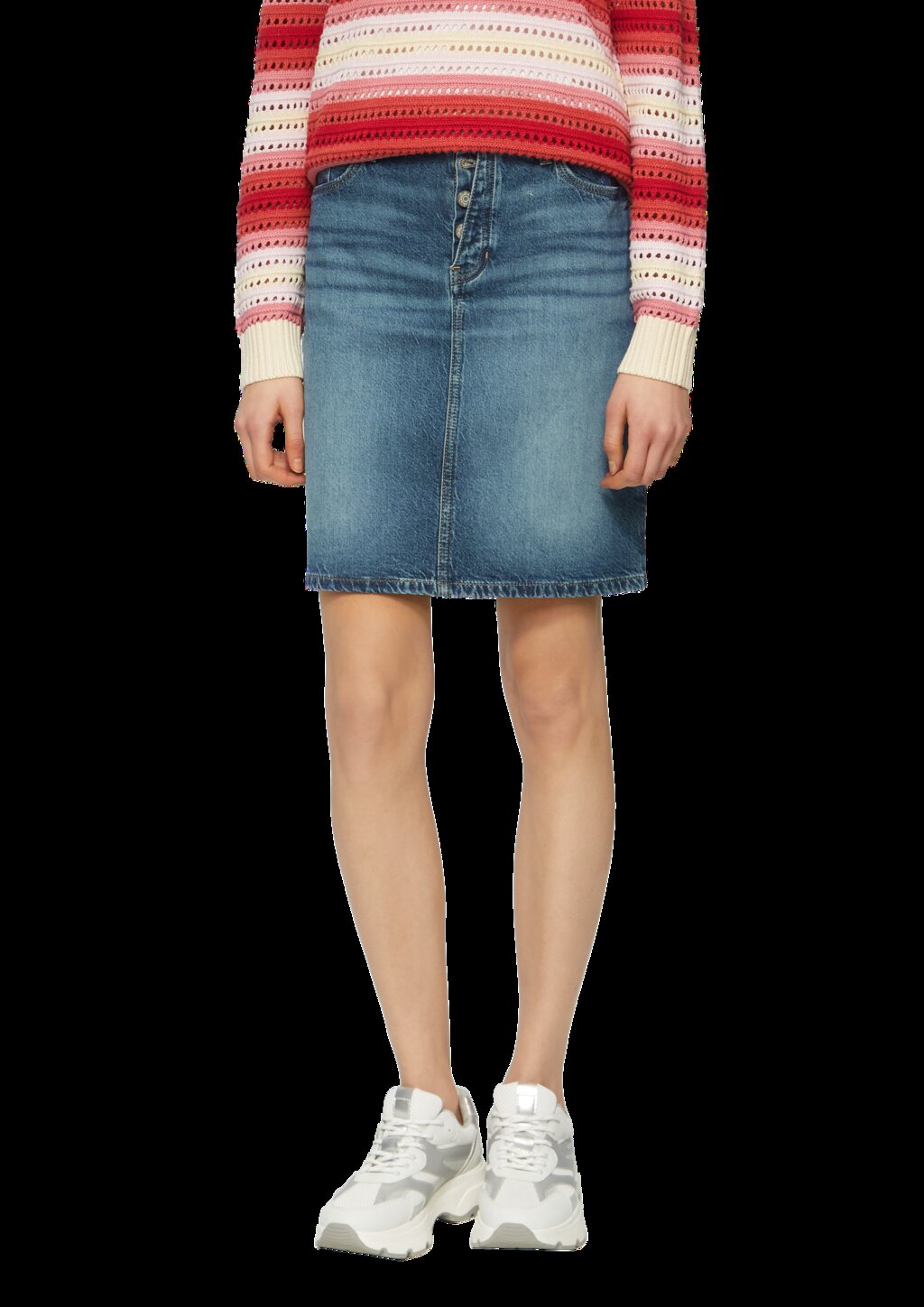 Kurzer Jeans-Rock mit Knopfdetail | 360° Denim