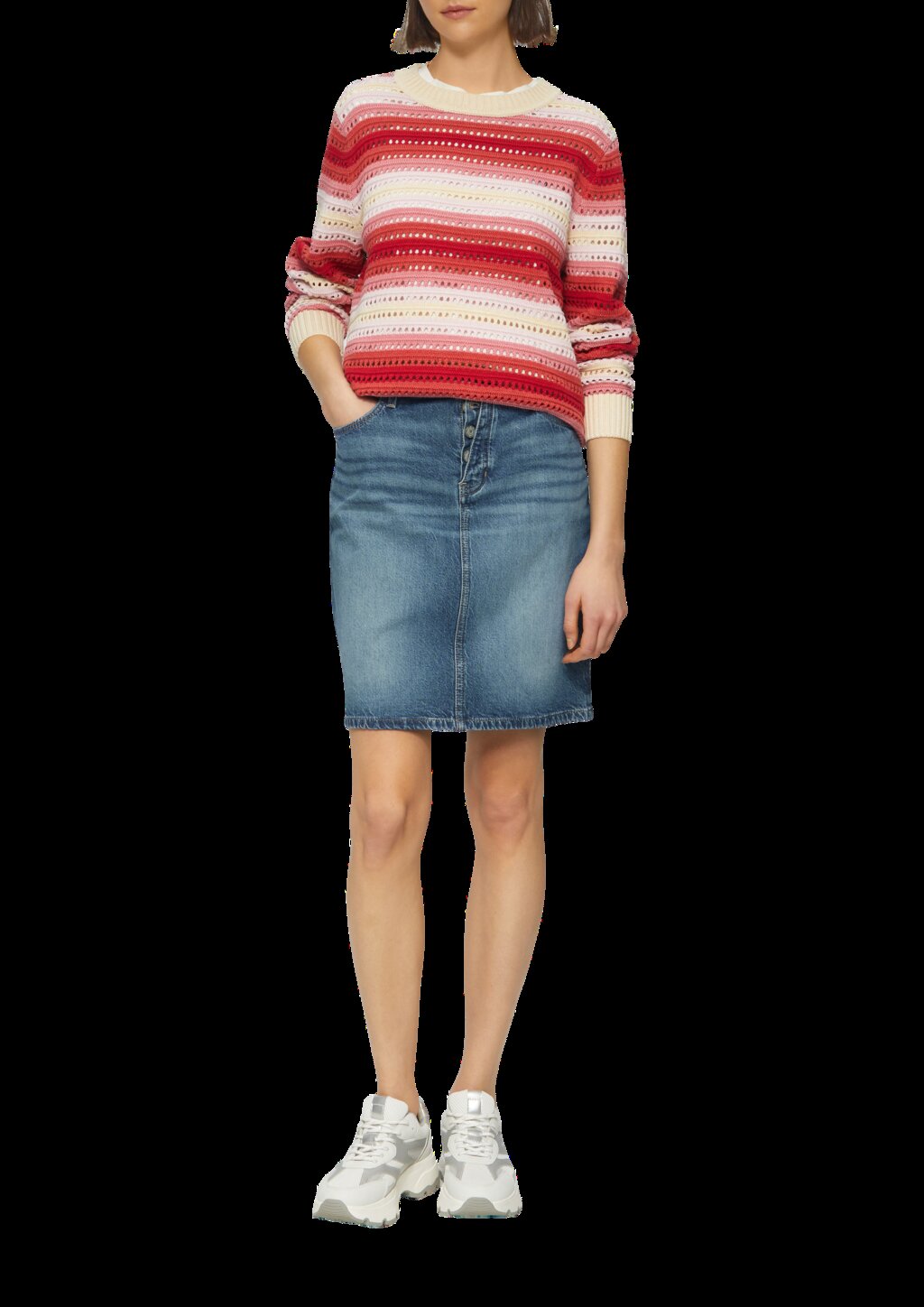 Kurzer Jeans-Rock mit Knopfdetail | 360° Denim