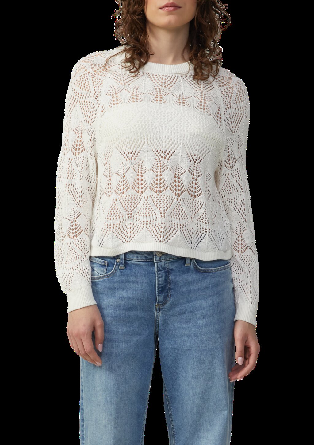 Baumwollpullover mit Ajourmuster