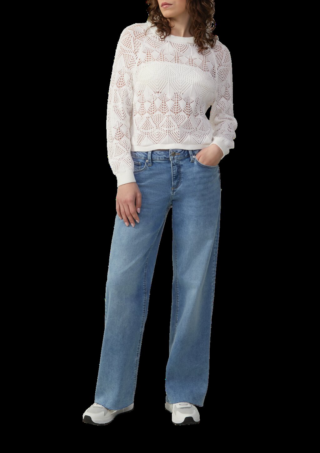 Baumwollpullover mit Ajourmuster