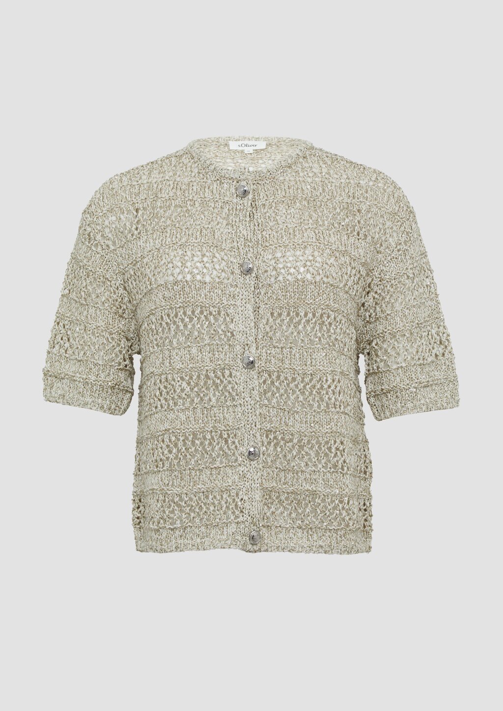 Ajour-Strickjacke mit Glitzereffekt